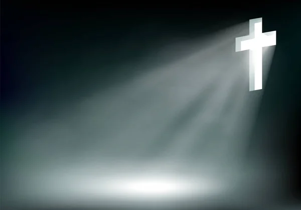 Shining cross of Jesus Christ on a dark background — 스톡 벡터