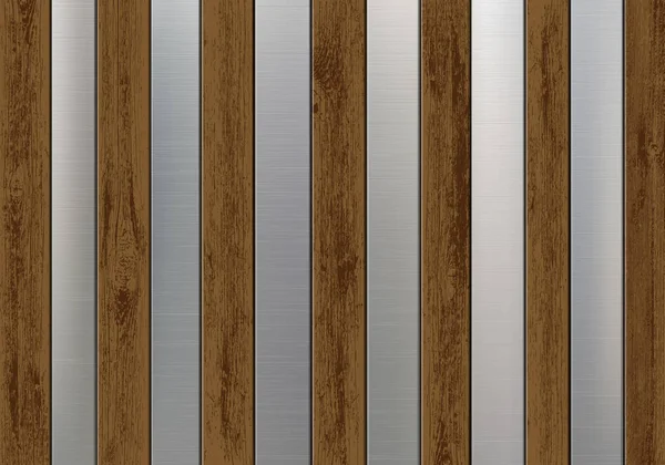 Pannelli testurizzati in metallo e legno. Modello a strisce — Vettoriale Stock