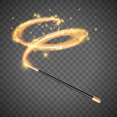 Magic wand of wizard with magical lights.