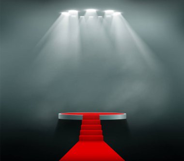 Round podium or stage with red carpet
