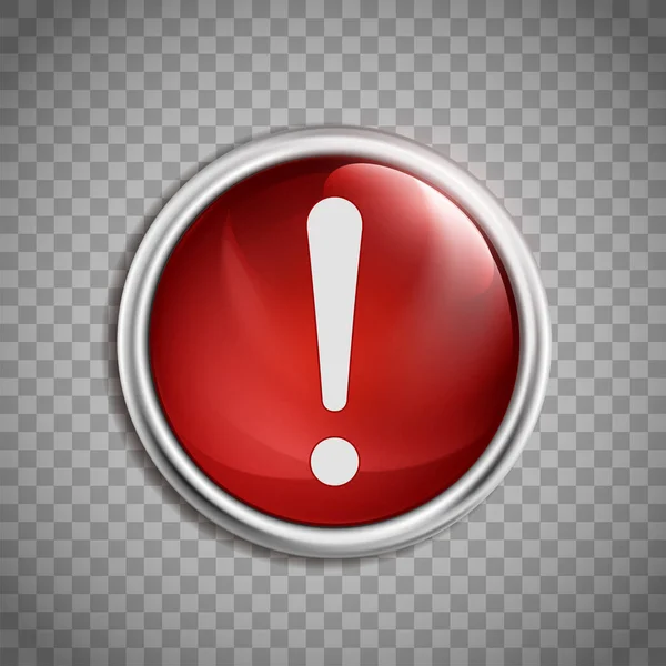 Punto Exclamación Señal Atención Botón Rojo Redondo — Vector de stock