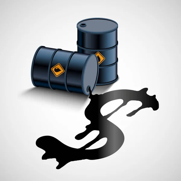 Ropa Naftowa Jest Wylana Beczki Jak Dolar Walucie Migowej Kryzys — Wektor stockowy