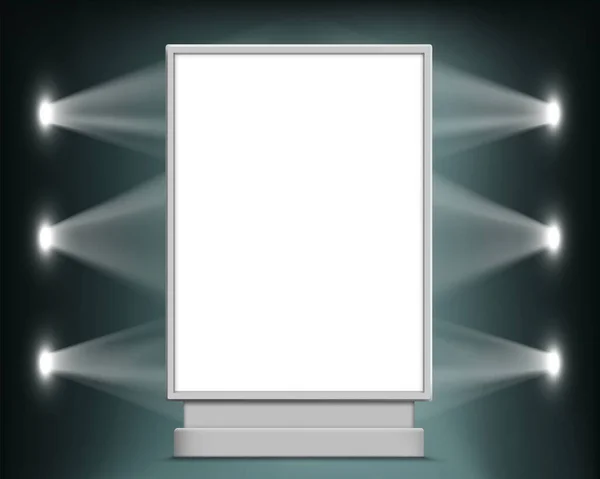 Modello Cartellone Stradale Bianco Pubblicità Lightbox Vuoto Formato Verticale Sfondo — Vettoriale Stock