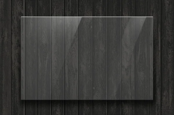 Скляна Прозора Тарілка Темному Дерев Яному Фоні Векторний Фон — стоковий вектор