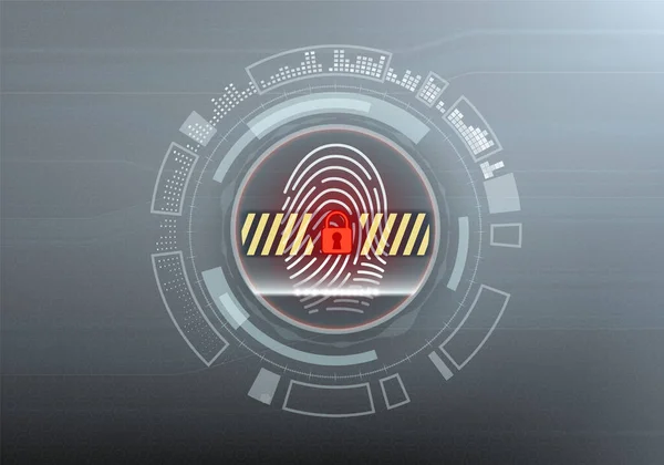 Access Denied Modern Futuristic Interface Screen Fingerprint Scanning Device Vector — Stock Vector