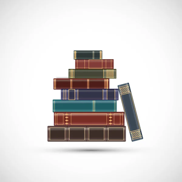 Stack Old Vintage Books Isolated White Background Vector Icon — Stock Vector
