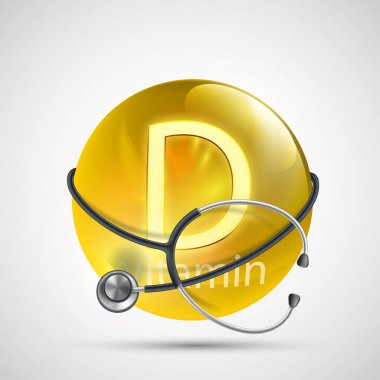 Tıbbi teçhizatlı D vitamini. Vektör simgesi.