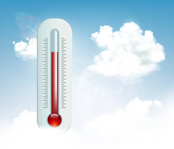 Sommarvärme Termometer Indikerar Hög Temperatur Global Uppvärmning Vektorillustration — Stock vektor
