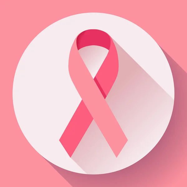 Fita rosa realista, símbolo de consciência de câncer de mama — Vetor de Stock