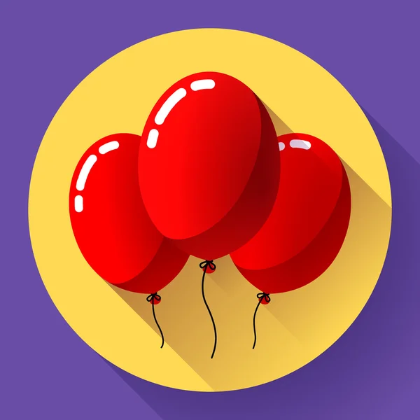 Balões de ar vermelho festivo ícone símbolo de feriado, festa de aniversário — Vetor de Stock