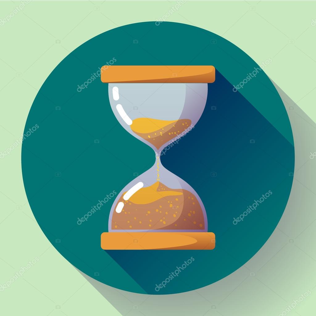 Old vintage hourglass icon flat vector - time icon symbol