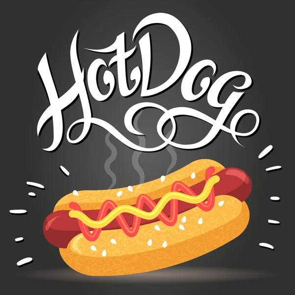 Schriftzug Hot Dog - Fast Food Poster — Stockvektor