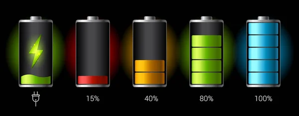 Odprowadzane i w pełni naładowana bateria smartphone - wektor infographic — Wektor stockowy