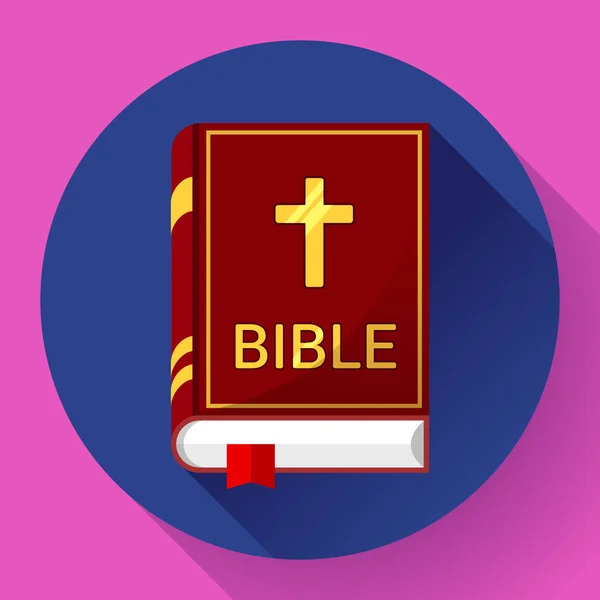 Ikon Alkitab dengan bayangan panjang - Stok Vektor