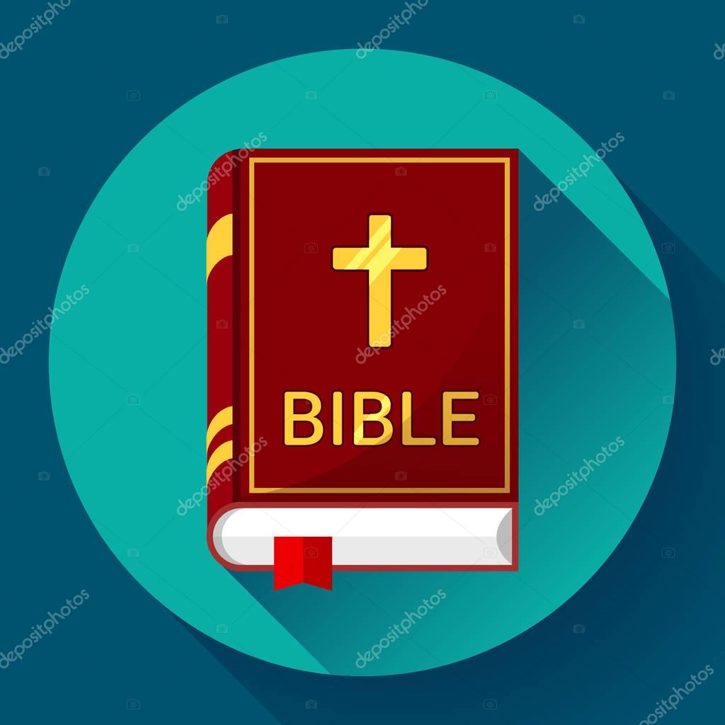 Holy Book icon bible icon flat with long shadow