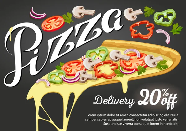 Pizza slice vector for advertising design of restaurant business. — Stock Vector
