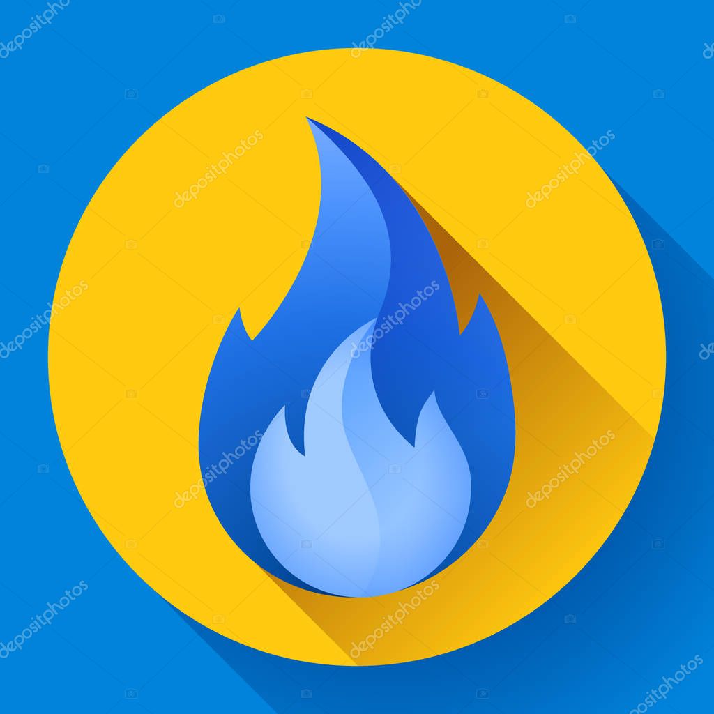 Blue fire flame icon vector logo illustration
