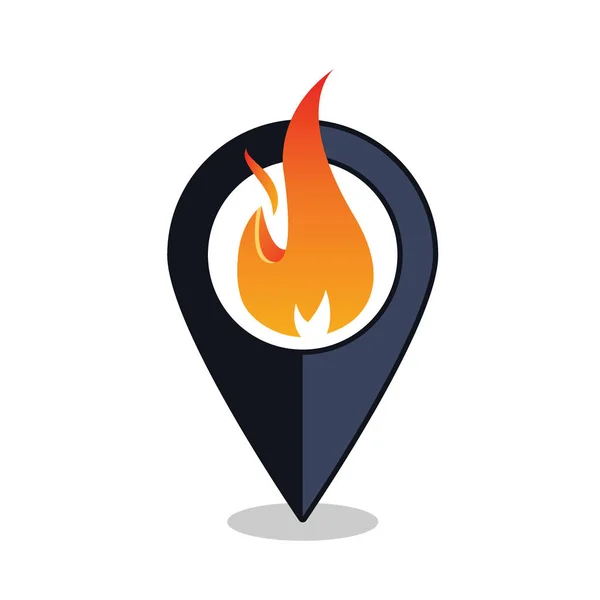 Point de flamme - Pointeur de carte avec signe de cheminée - Alarme incendie — Image vectorielle