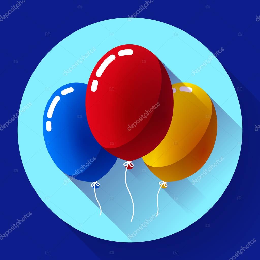 Festive multicolored air balloons icon holiday symbol, birthday party icon