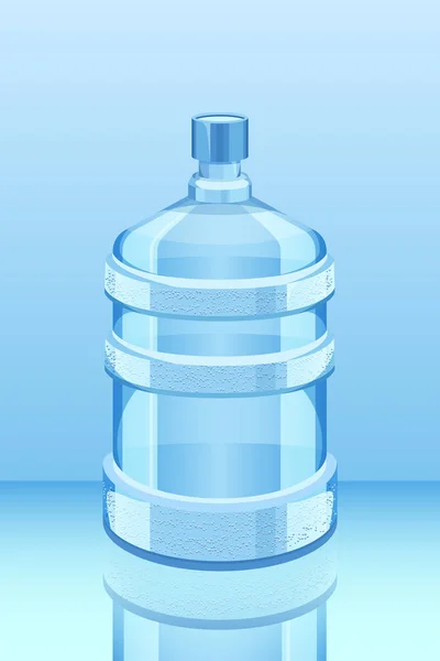 Koeler waterfles op blauwe vectorillustratie weergegeven. Schoon en fris. — Stockvector