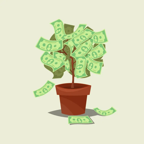 Money tree icon flat Isolated on background. — Stock Vector