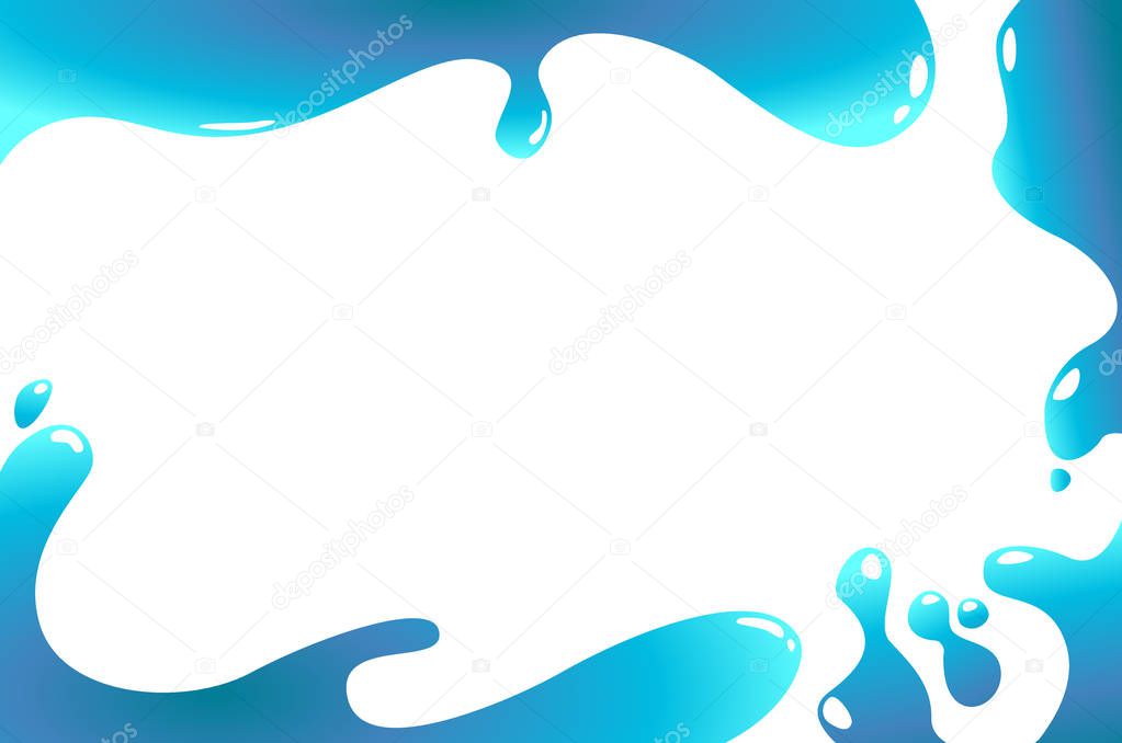 Abstract blue water wave frame vector illustration.