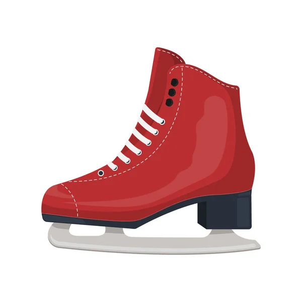 Patines de hielo clásicos rojos. Equipamiento deportivo. Vista lateral. Ilustración vectorial aislada sobre fondo blanco . — Archivo Imágenes Vectoriales
