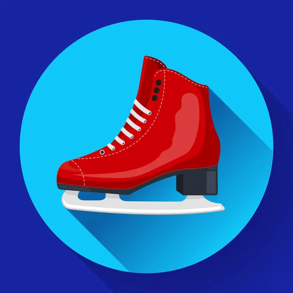 레드 클래식 얼음 피겨 스케이트 아이콘 벡터입니다. 스포츠 장비입니다. 측면 보기 — 스톡 벡터