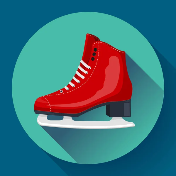 Rode klassieke ijs figuur schaatsen pictogram vector. Sportuitrusting. Zijaanzicht — Stockvector