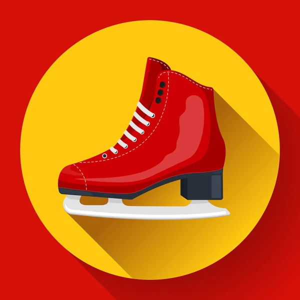 Rojo clásico hielo patines icono vector. Equipamiento deportivo. Vista lateral — Archivo Imágenes Vectoriales