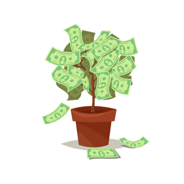 Money tree icon flat Isolated on background. — Stock Vector