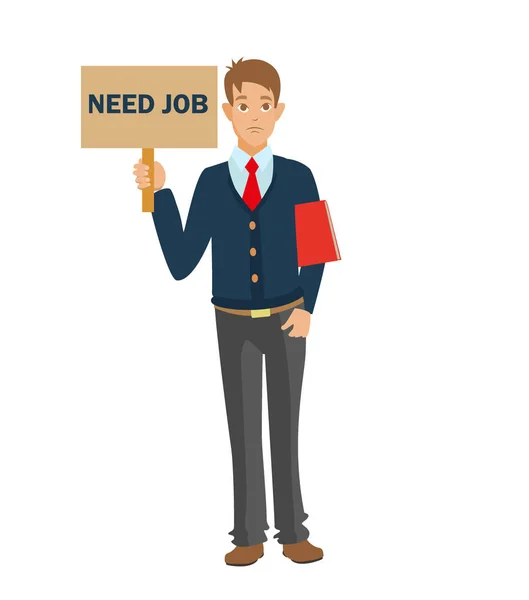 Nezaměstnaný člověk se životopisem potřebují práci — Stockový vektor