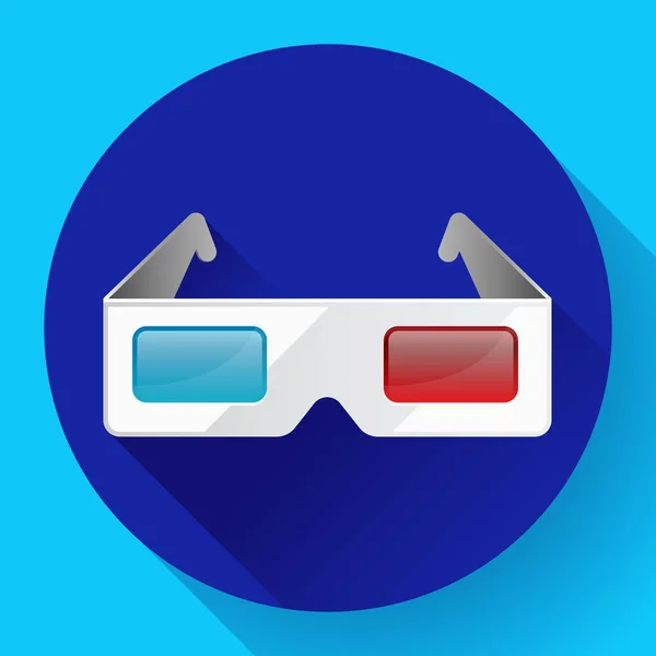 Anaglifo plana óculos 3d vetor ícone de cinema. Ícone de óculos 3d — Vetor de Stock