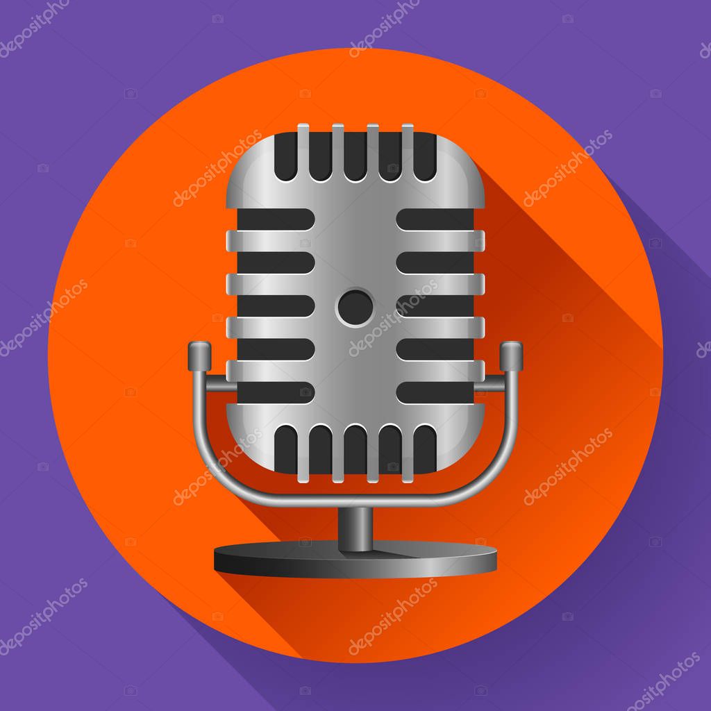 Vintage music metal studio microphone icon vector.