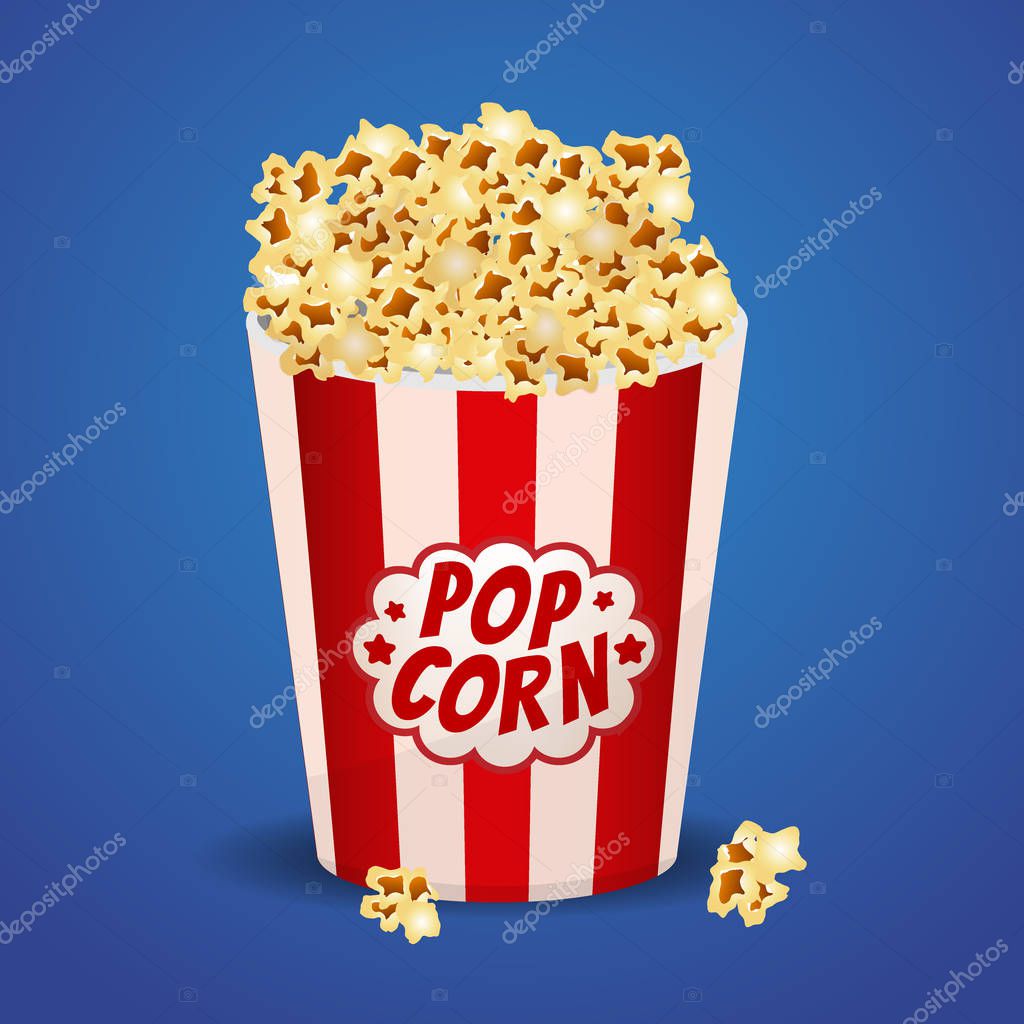 Popcorn in a red striped bucket box