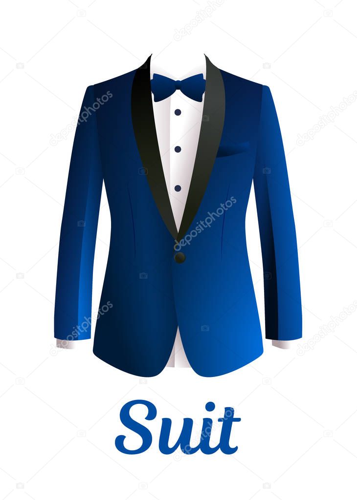 Dark blue man suit isolated on white background Vector.