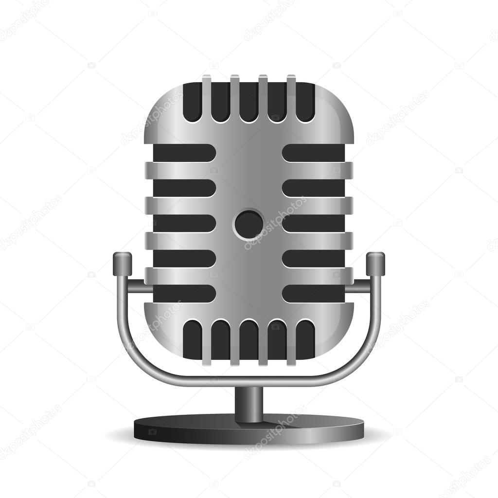 Vintage music metal studio microphone vector isolated on white
