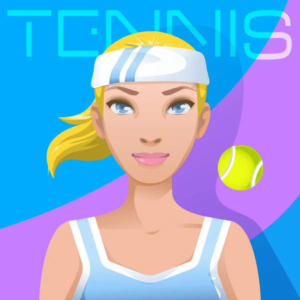 Genç kadın tenis oyuncu avatar. Spor aktif yaşam tarzı — Stok Vektör