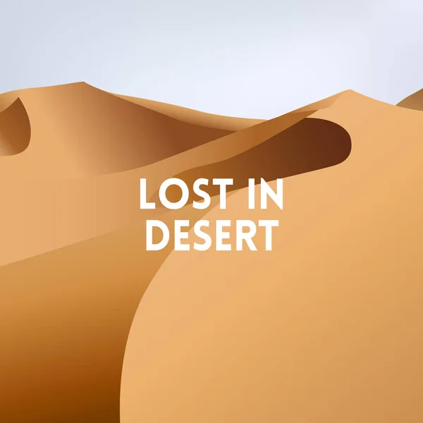 Carré fond jaune flou - Desert dunes paysage coucher de soleil . — Image vectorielle