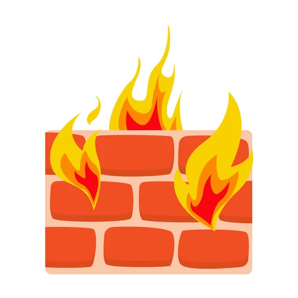 ファイアウォール アイコン アイコンのベクトル図で火の壁をフラット — ストックベクタ