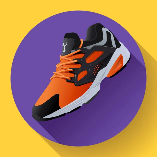 Baskets fitness chaussures pour entraînement chaussures de course design plat avec ombre longue — Image vectorielle