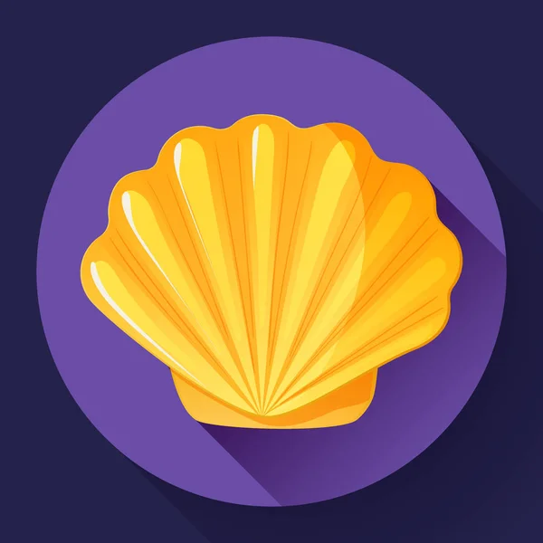 Concha do mar de ouro logotipo vetorial plana Seafood ícone plano . — Vetor de Stock