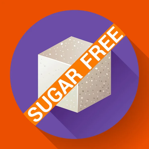 Suiker vrije icon plat — Stockvector