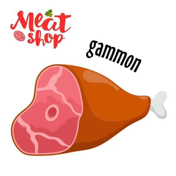 Vector de carne - gammon. icono de carne fresca . — Vector de stock