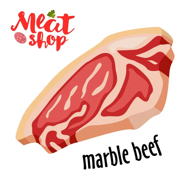 Vlees vector - marmeren rundvlees pictogram. Vers vlees-pictogram. — Stockvector