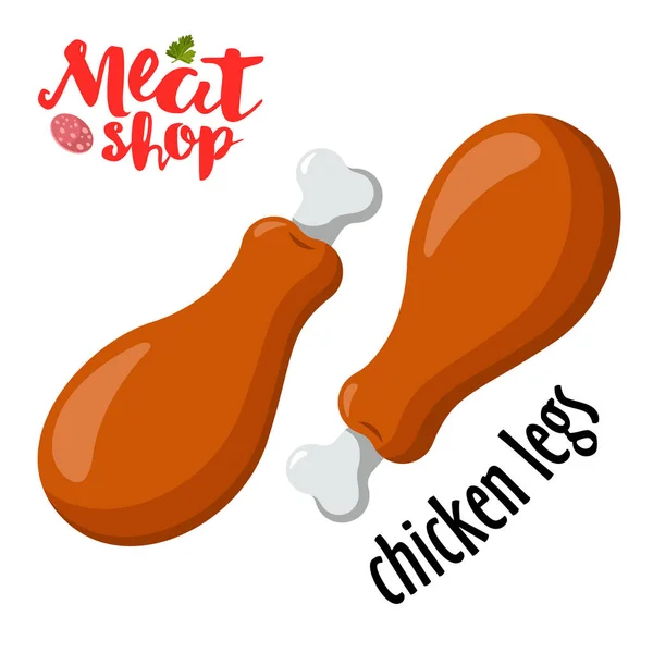 Vetor de carne - pernas de frango. Ícone de carne fresca — Vetor de Stock