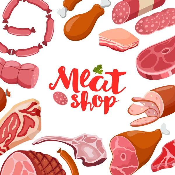 Meat vector frame with logo. Fresh meat icon — Stock Vector