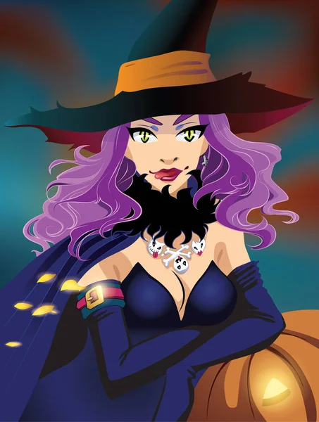 Poster. Sexy Halloween witch — Stock Vector
