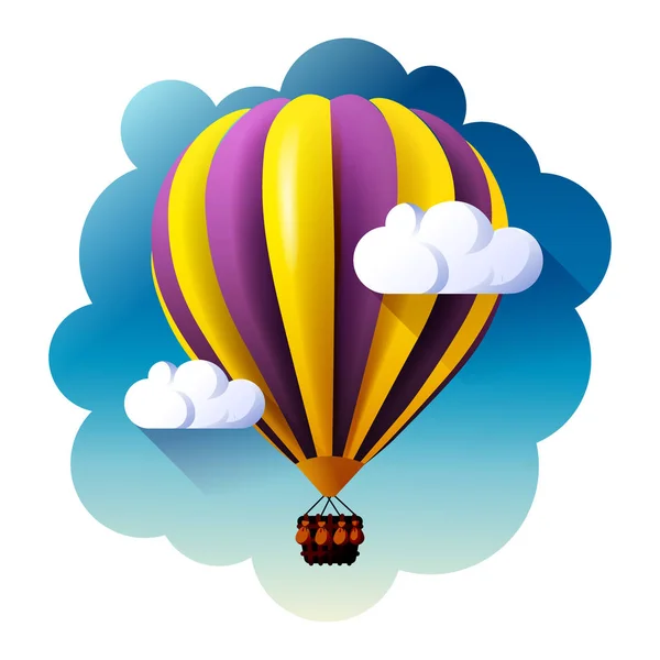 Horkovzdušný balón v oblacích vektoru. — Stockový vektor