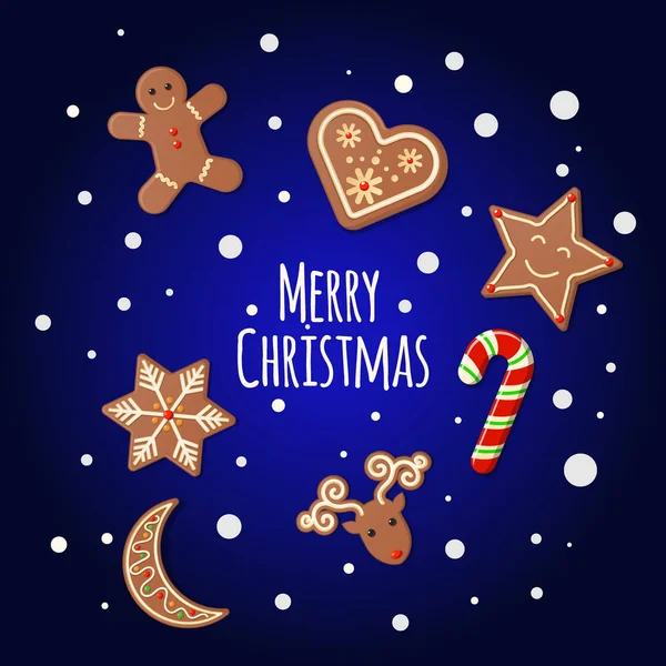 Biscuits au pain d'épice - Joyeux Noël signe — Image vectorielle